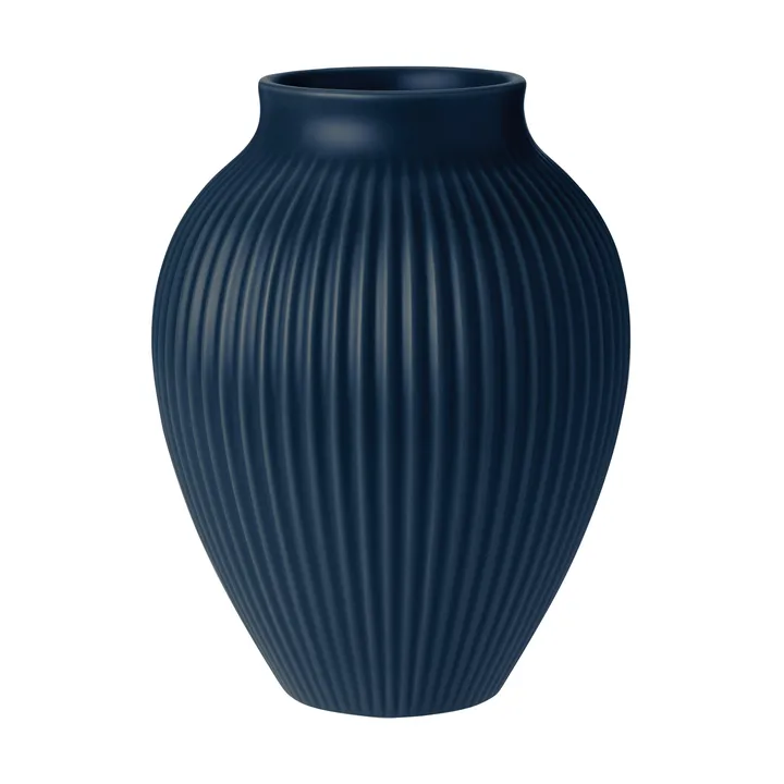 Knabstrup riflet vase 20 cm - Dark blue - Knabstrup Keramik