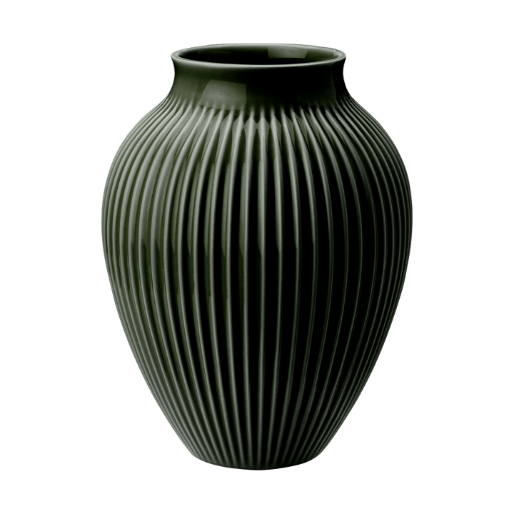 Knabstrup riflet vase 20 cm - Dark green - Knabstrup Keramik