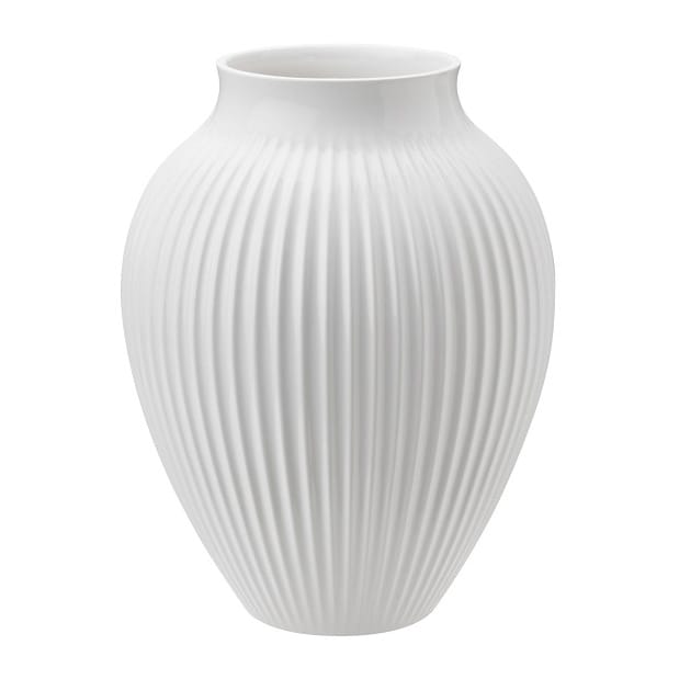 Knabstrup riflet vase 20 cm - Hvit - Knabstrup Keramik