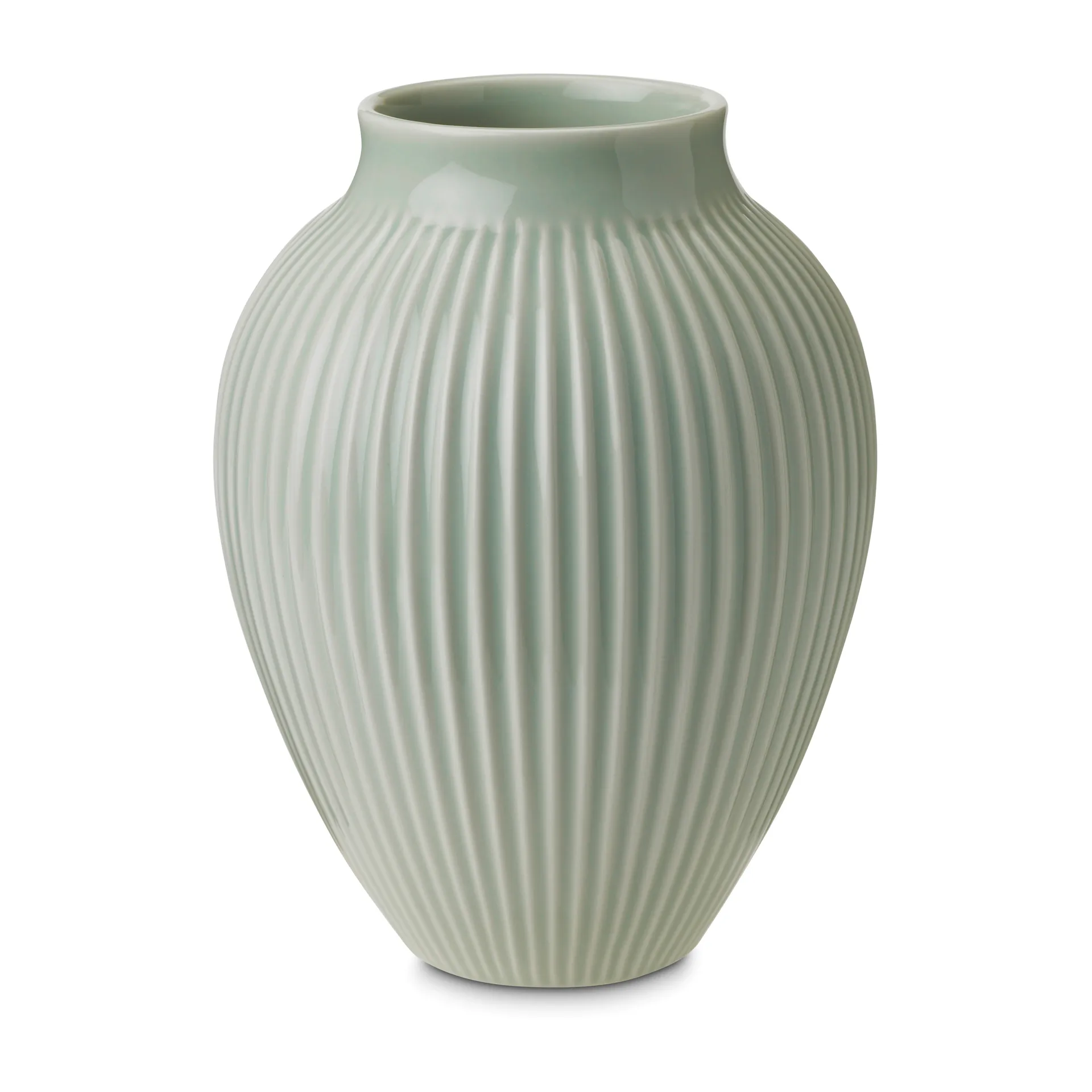 Knabstrup riflet vase 20 cm, Mintgrønn Knabstrup Keramik