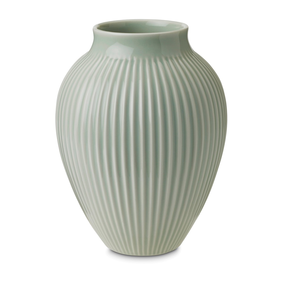 Bilde av Knabstrup Keramik Knabstrup riflet vase 20 cm Mintgrønn