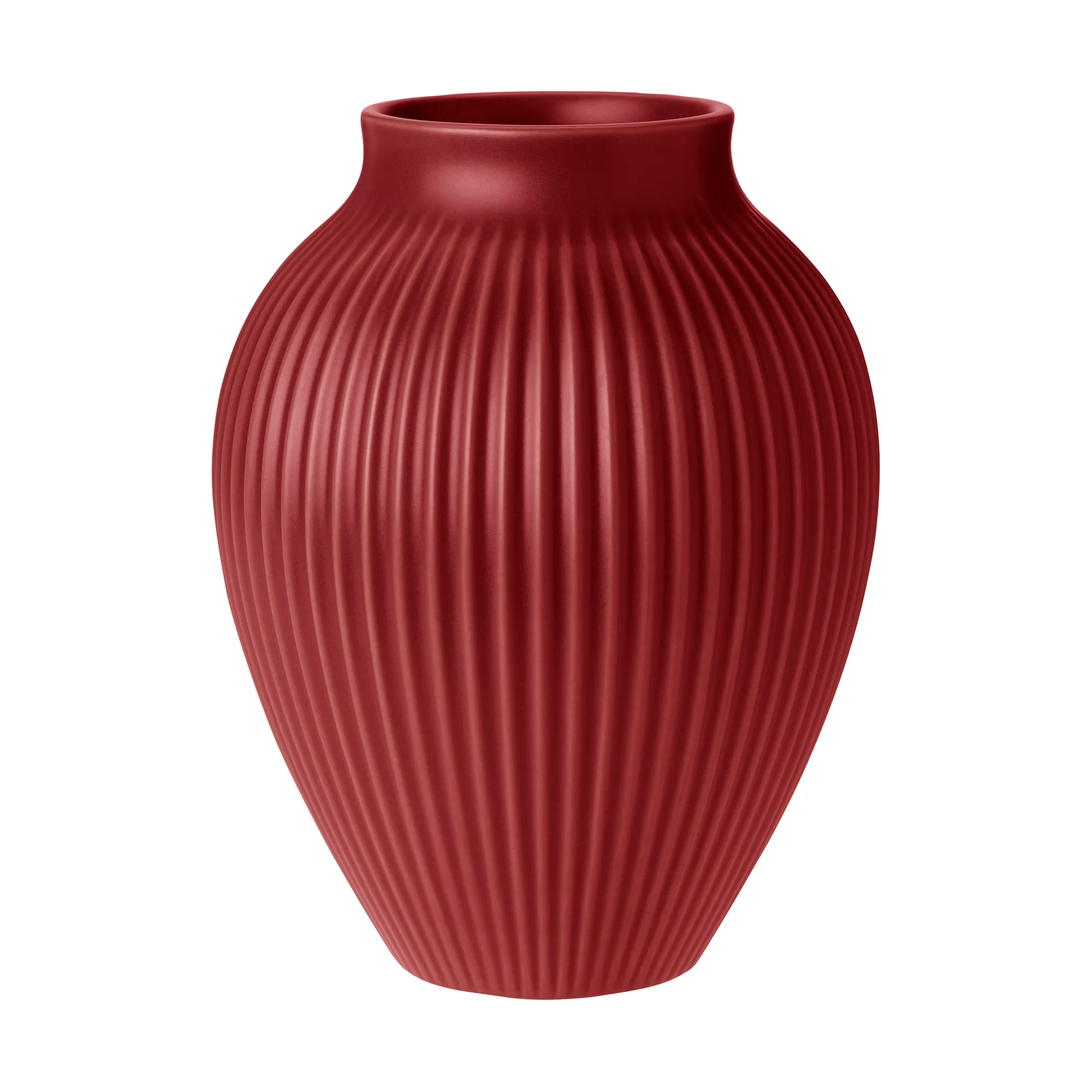 Knabstrup riflet vase 20 cm, Soft cherry red Knabstrup Keramik