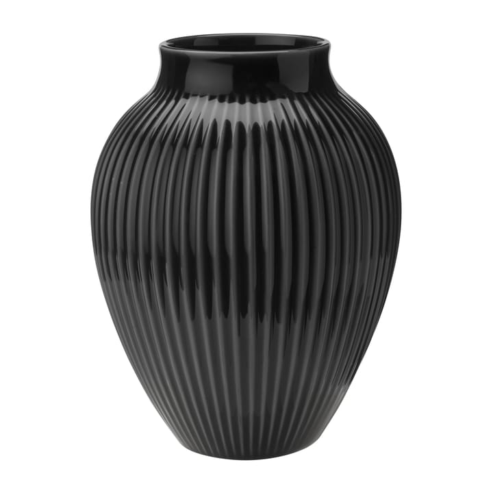 Knabstrup riflet vase 20 cm - Svart - Knabstrup Keramik