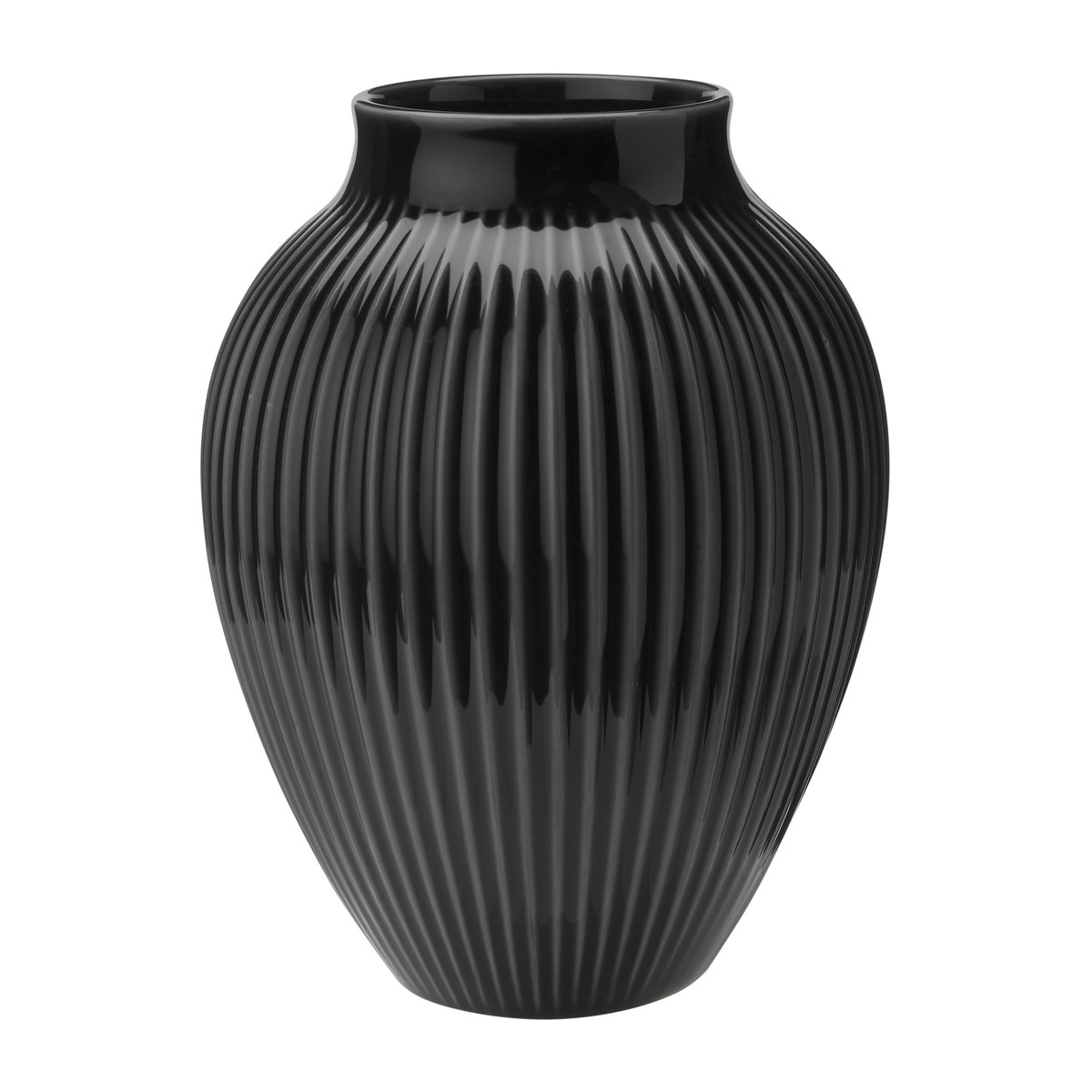Bilde av Knabstrup Keramik Knabstrup riflet vase 20 cm Svart