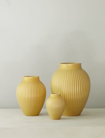 Knabstrup riflet vase 20 cm - Yellow - Knabstrup Keramik