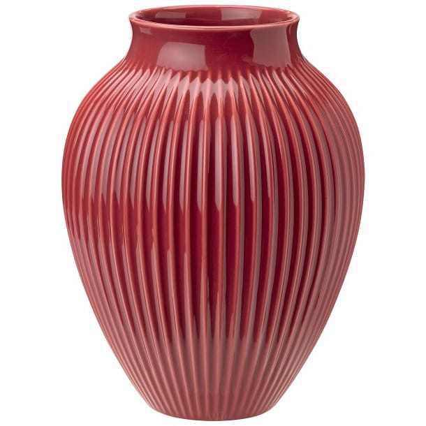 Knabstrup riflet vase 27 cm - Bordeaux - Knabstrup Keramik