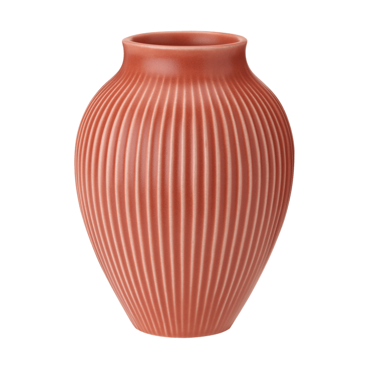 Knabstrup riflet vase 27 cm - Coral - Knabstrup Keramik