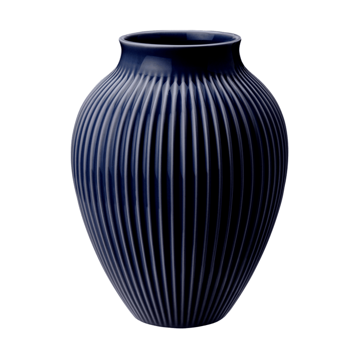 Knabstrup riflet vase 27 cm - Dark blue - Knabstrup Keramik