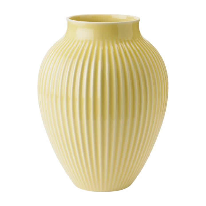 Knabstrup riflet vase 27 cm - Gul - Knabstrup Keramik