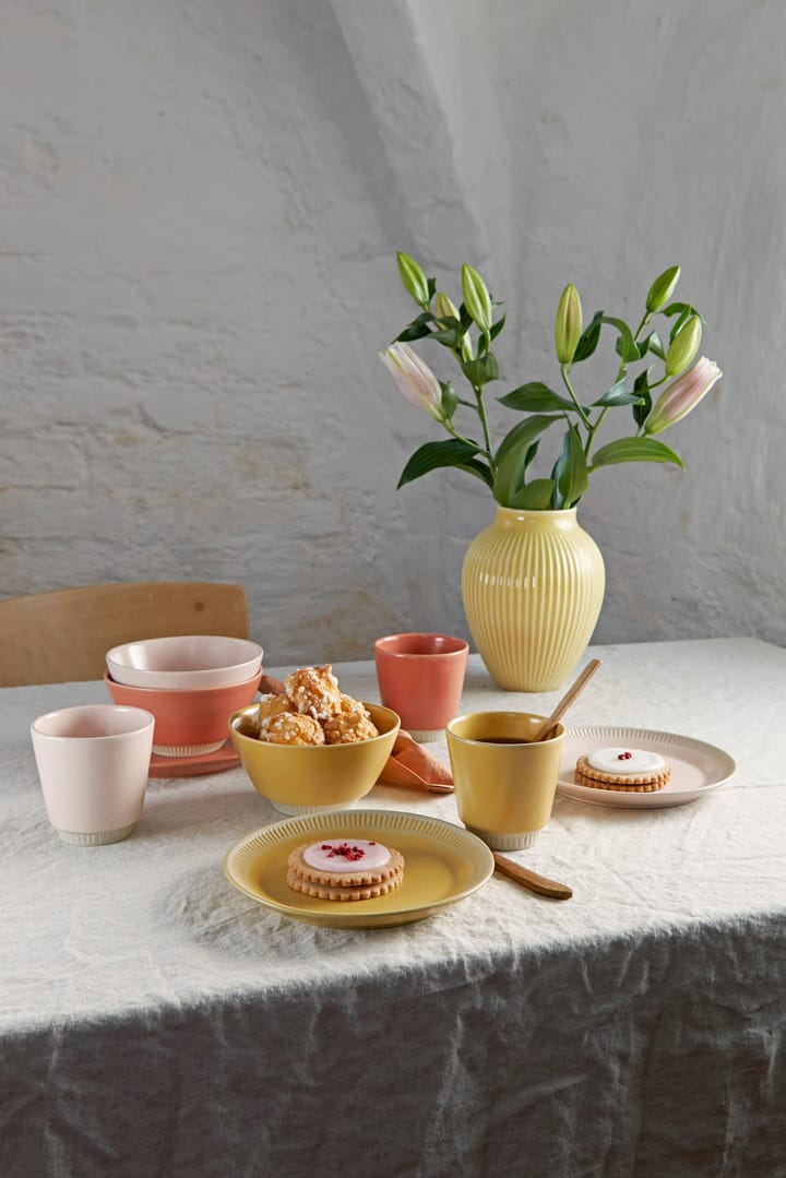 Knabstrup riflet vase 27 cm, Gul Knabstrup Keramik