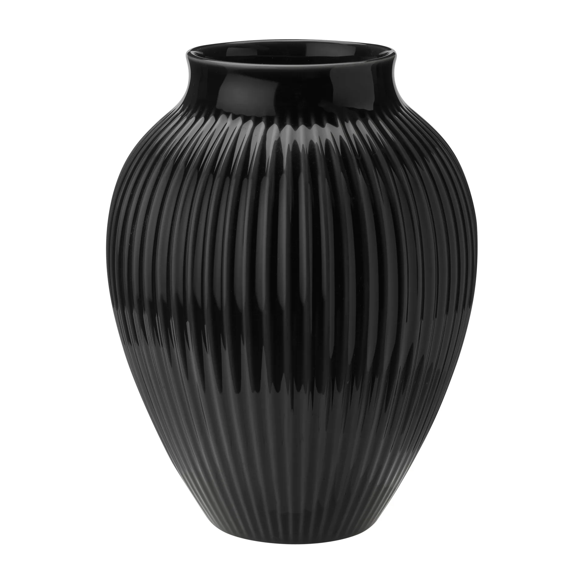 Knabstrup riflet vase 27 cm, Svart Knabstrup Keramik