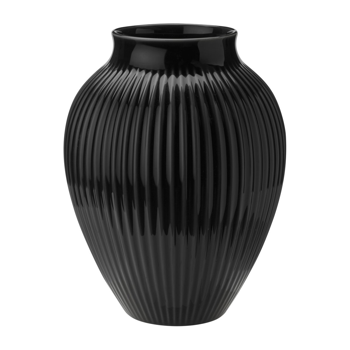 Knabstrup vase riller 27 cm Svart