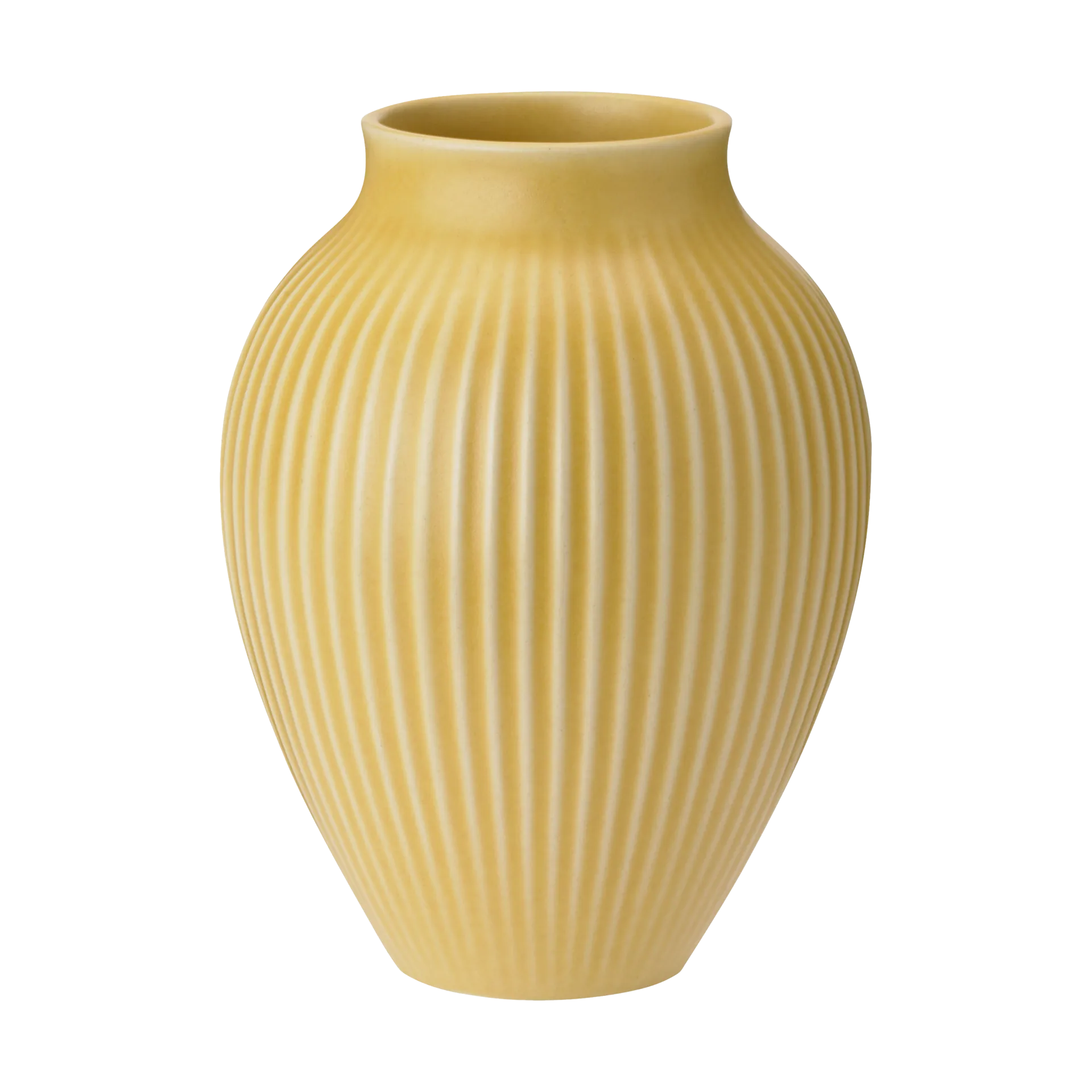Knabstrup riflet vase 27 cm, Yellow Knabstrup Keramik