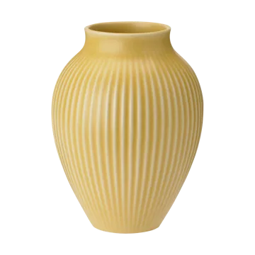 Knabstrup riflet vase 27 cm - Yellow - Knabstrup Keramik