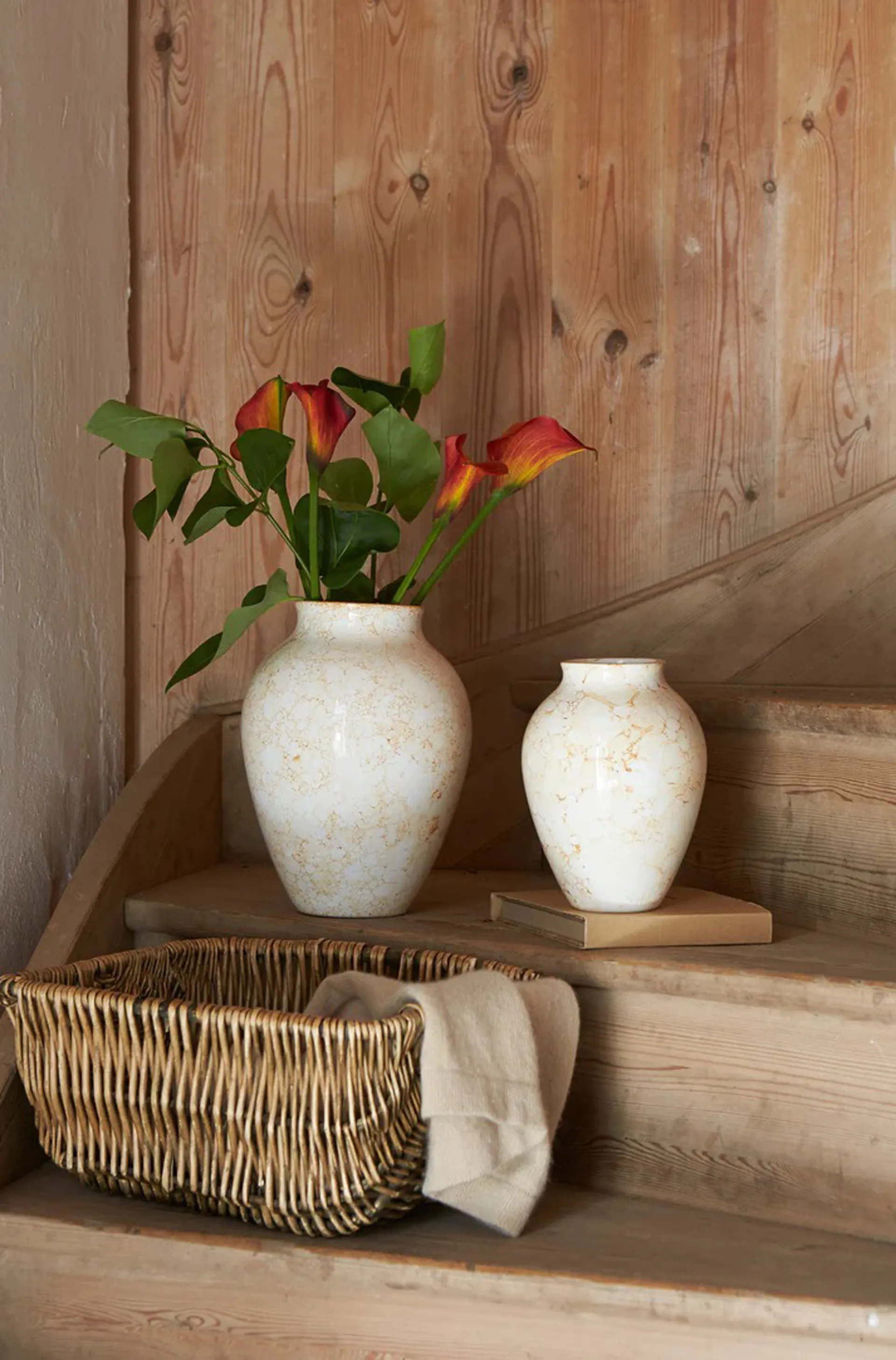 Knabstrup vase Natura 27 cm, Hvit-lysebrun Knabstrup Keramik