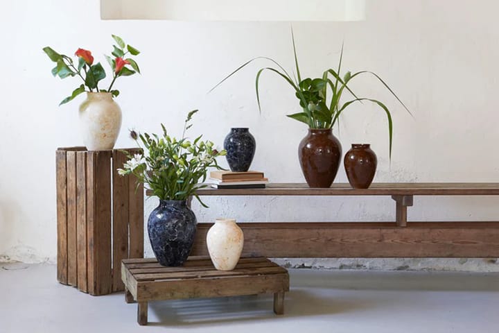 Knabstrup vase Natura 27 cm - Hvit-lysebrun - Knabstrup Keramik