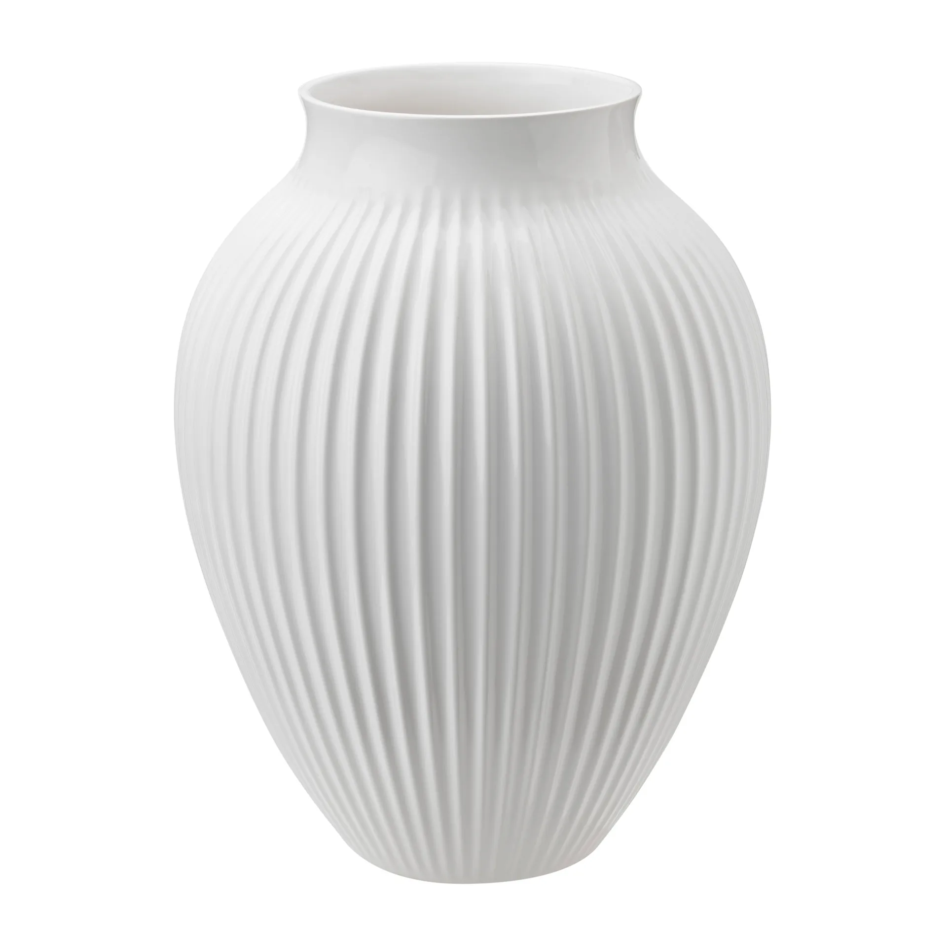 Knabstrup vase riflet 35 cm, Hvit Knabstrup Keramik