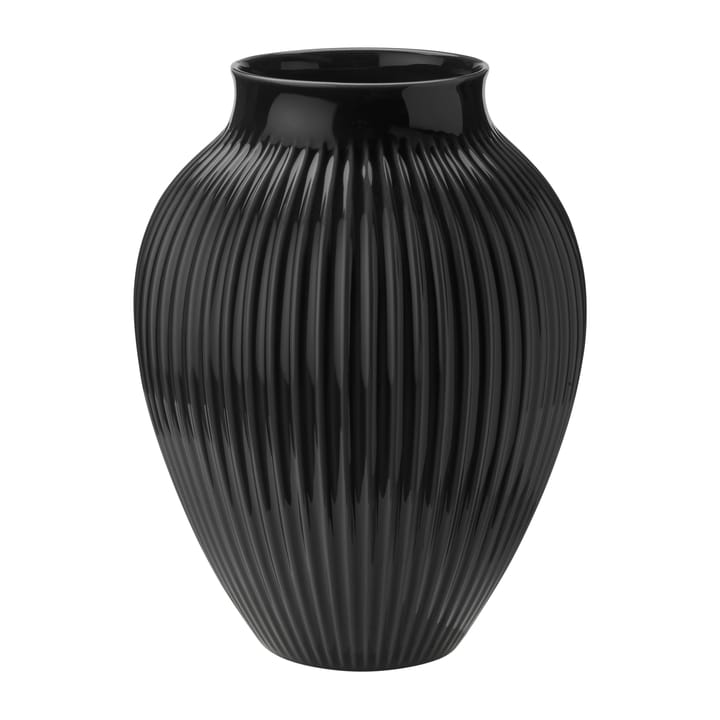 Knabstrup vase riflet 35 cm - Svart - Knabstrup Keramik