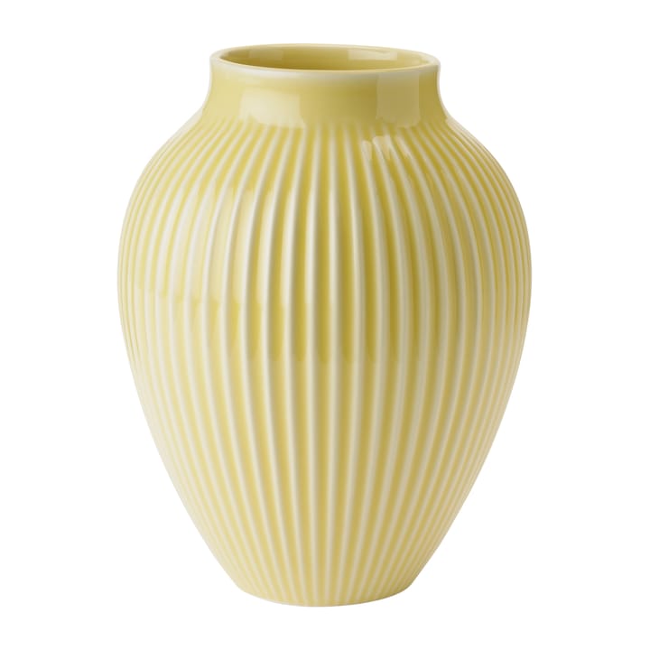 Knabstrup vase riller 20 cm - Gul - Knabstrup Keramik