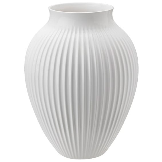 Knabstrup vase riller 27 cm - Hvit - Knabstrup Keramik