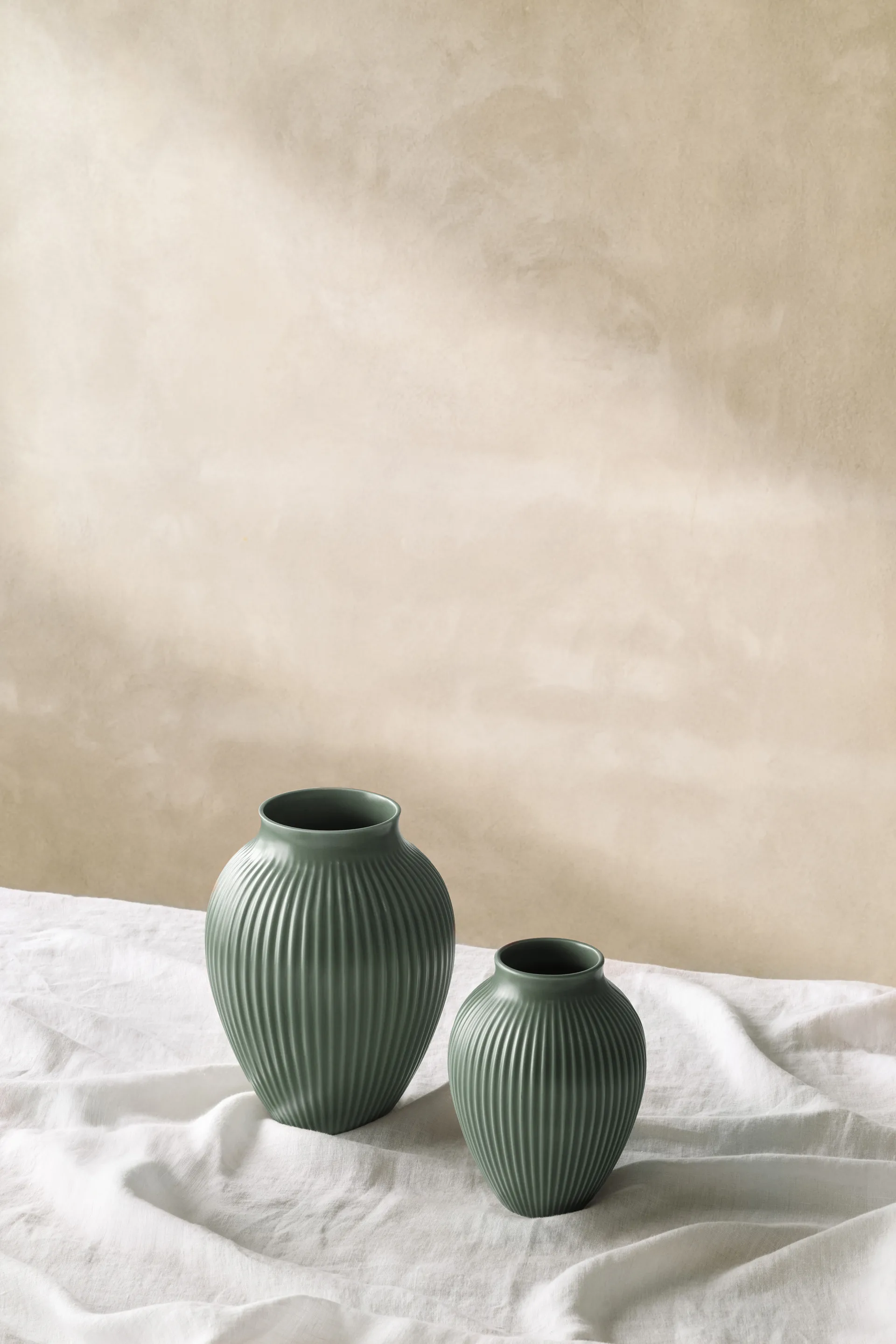 Knabstrup vase ripple matt celadon green, 20 cm Knabstrup Keramik