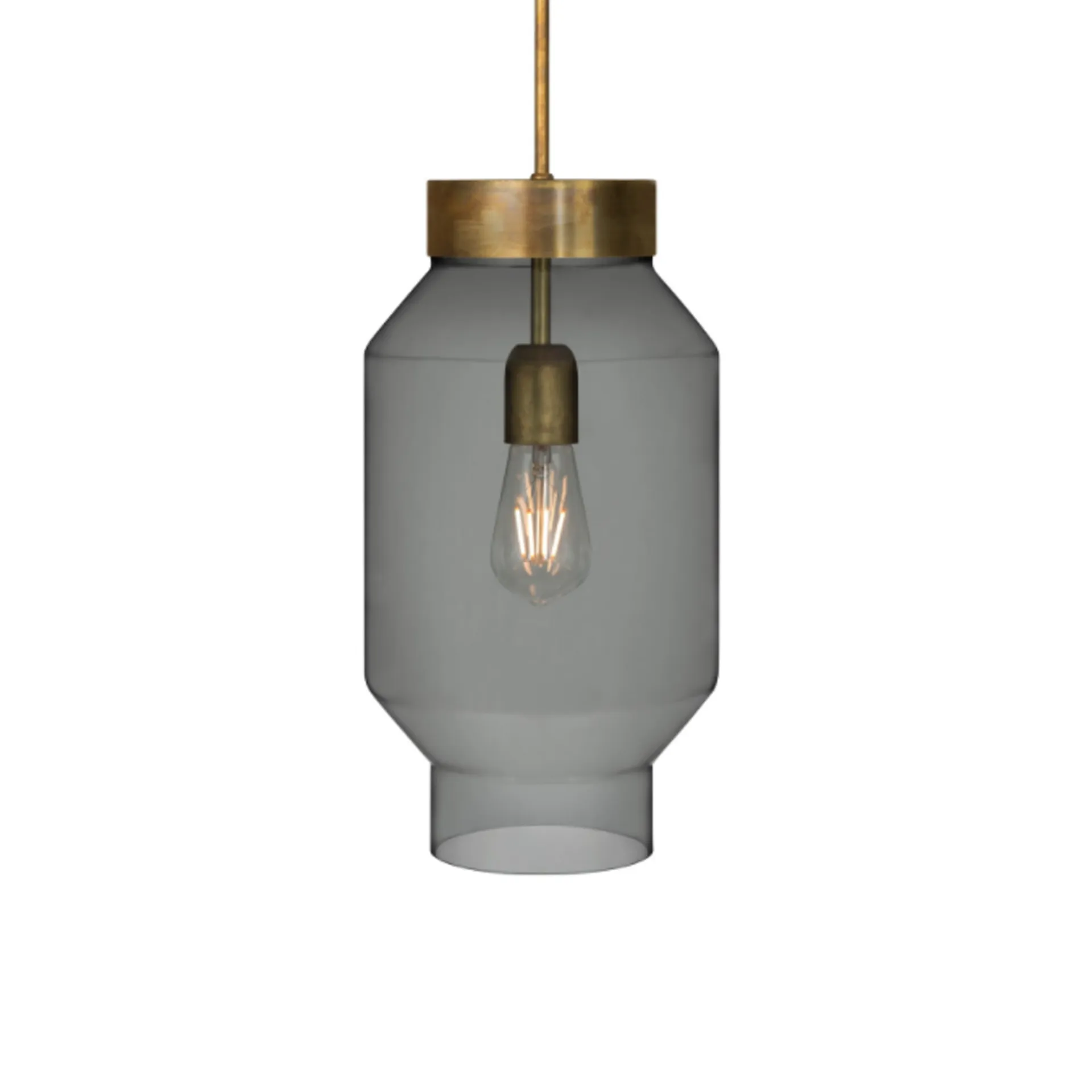 Fenomen pendel, Røykfarget glass-ubehandlet messing-stor Konsthantverk