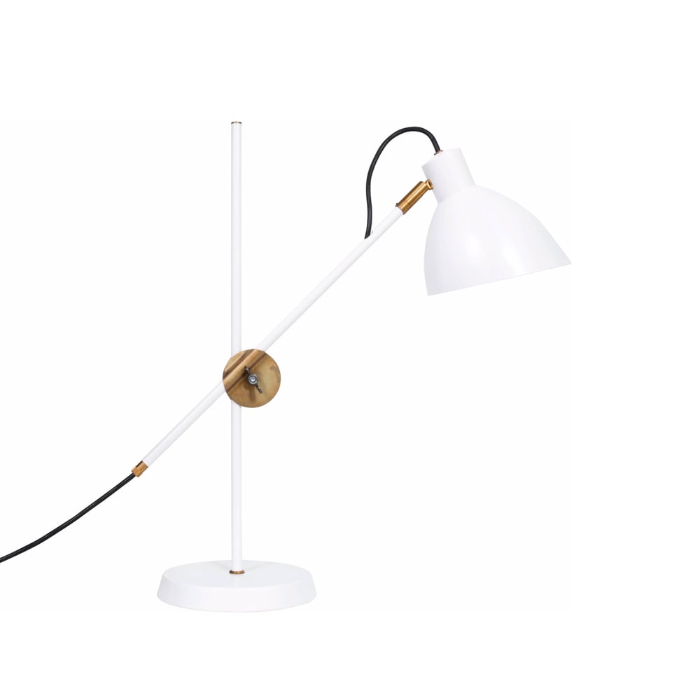 Bilde av Konsthantverk KH1 bordlampe hvit matt ubehandlet messing