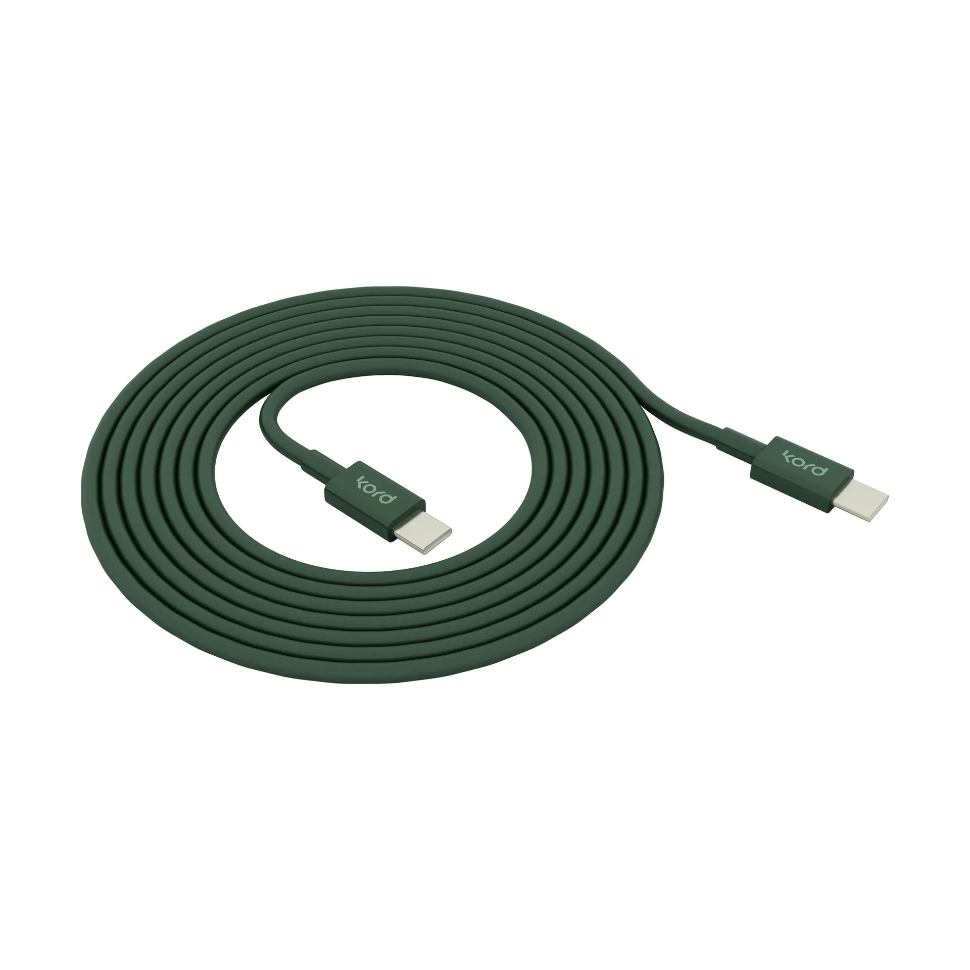 Kord USB-C til USB-C ladekabel 1,8 m, Dark Green Kord