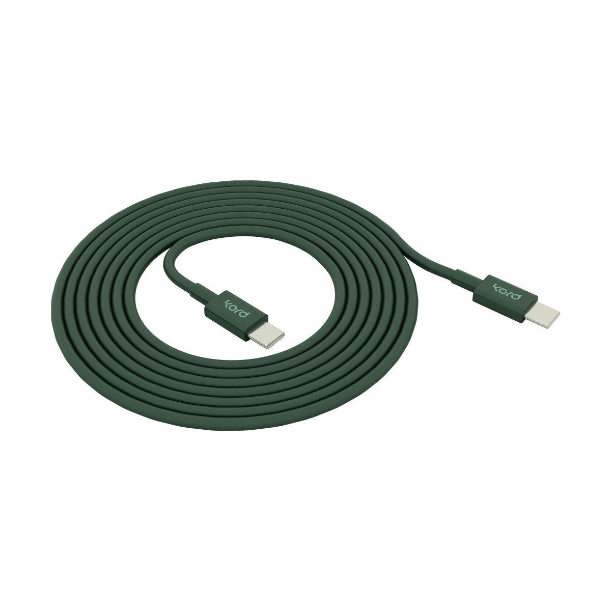 Kord USB-C til USB-C ladekabel 1,8 m Dark Green | Skandinavisk Design | Øvrig lampetilbehør | Grønn
