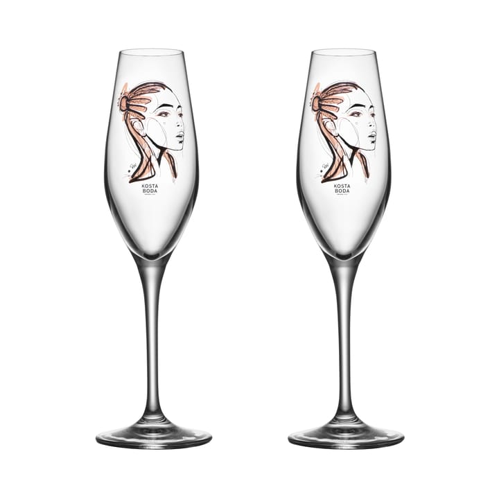 All about you champagneglass 24 cl 2-stk. - Forever Yours - Kosta Boda
