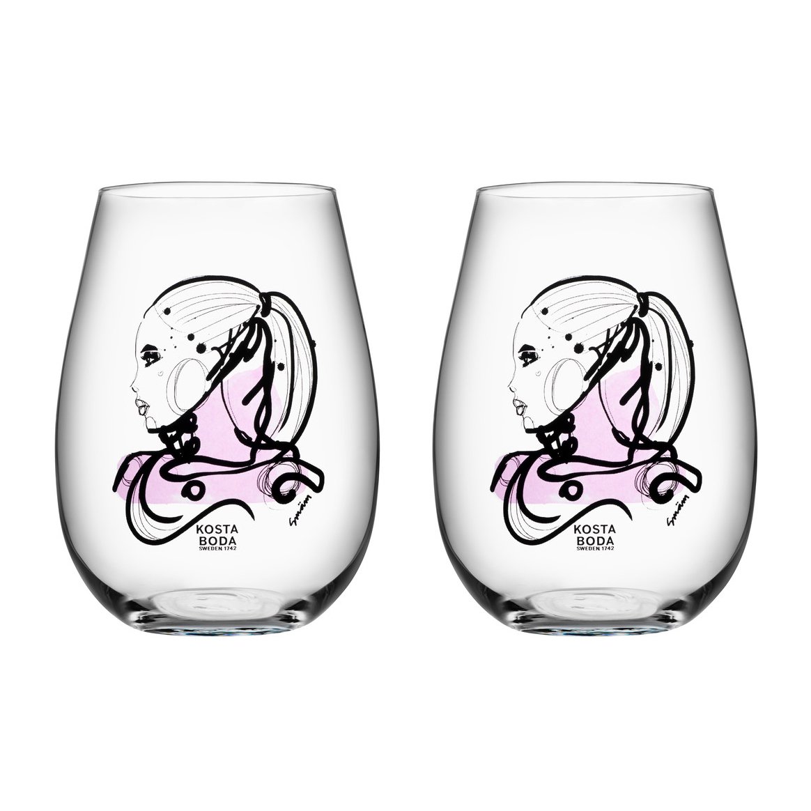 Kosta Boda All about you glass 57 cl 2-pakk love you (rosa)