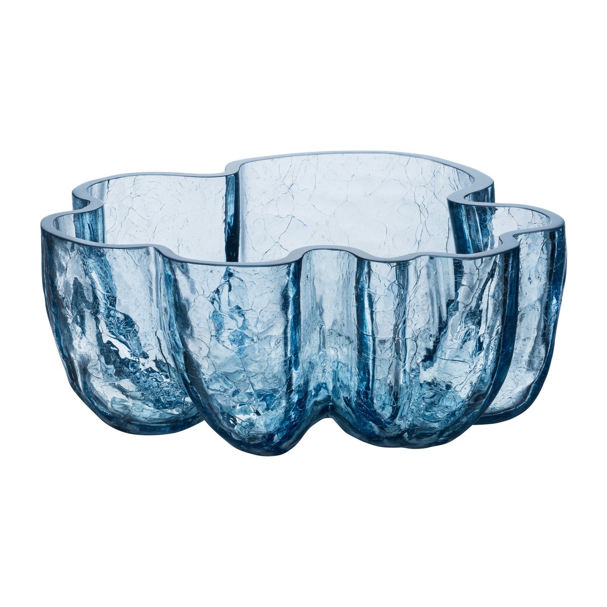 Kosta Boda Crackle skål 10,5 cm Sirkulært glass (Blå)