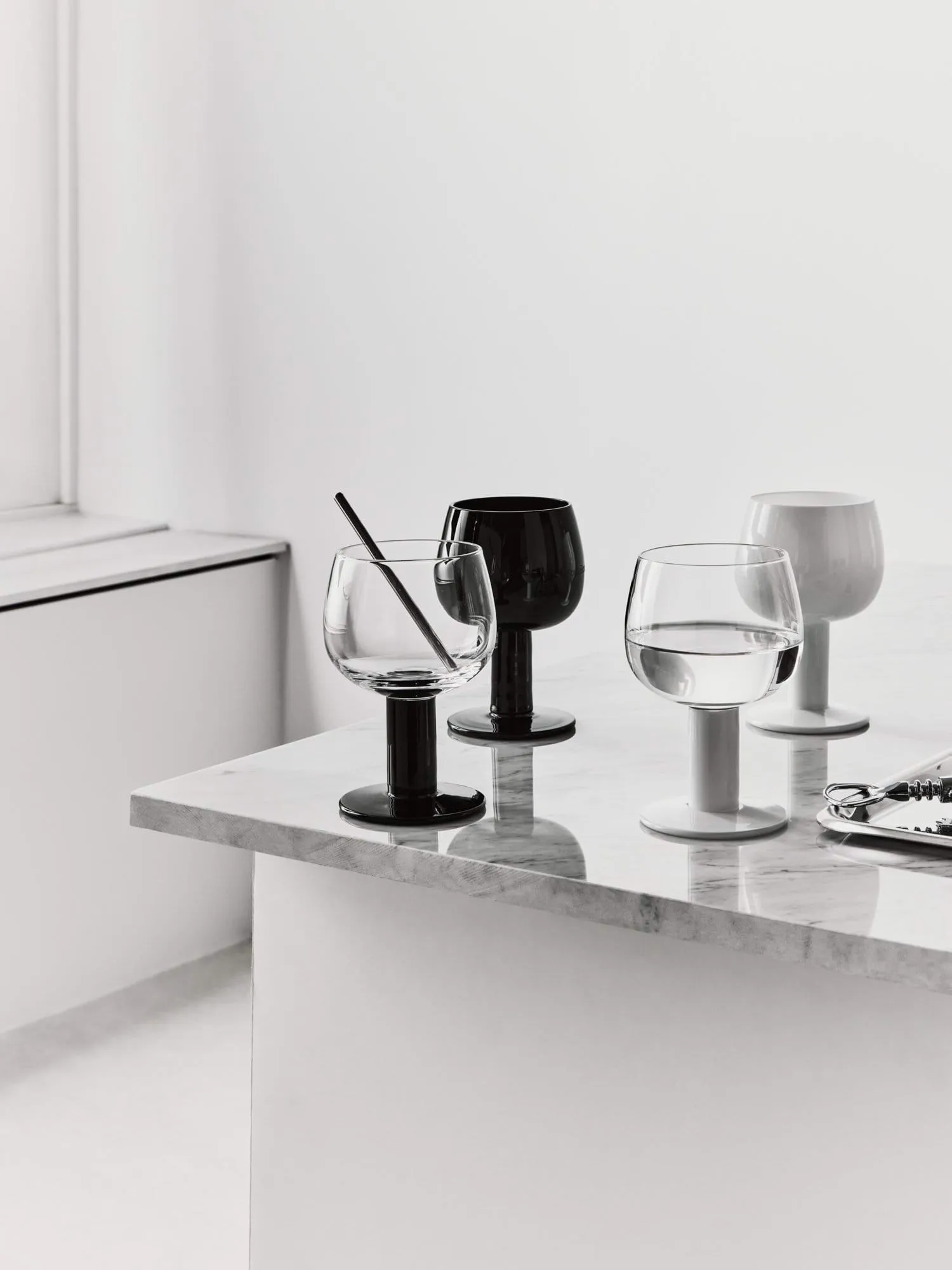 Fars glass, Hvit-svart, 4-pakning Kosta Boda