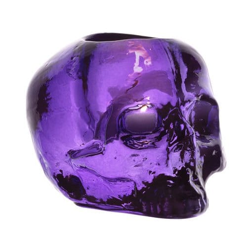 Skull Telysholder 8,5 cm - lilla - Kosta Boda