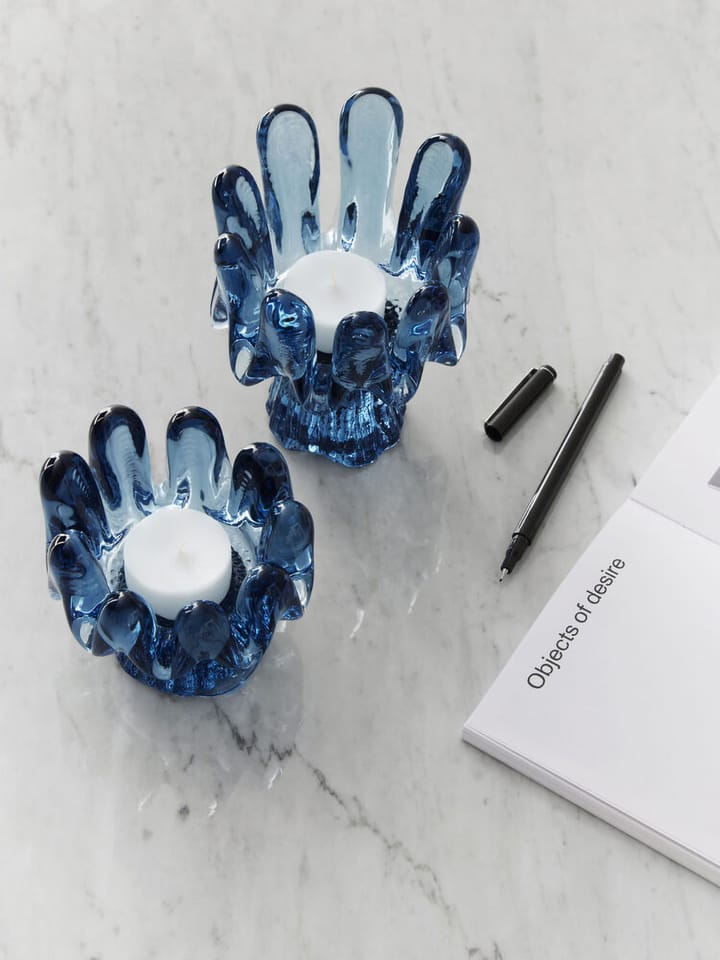 Solros lyslykt sirkulært glass 9,2 cm, Blå Kosta Boda