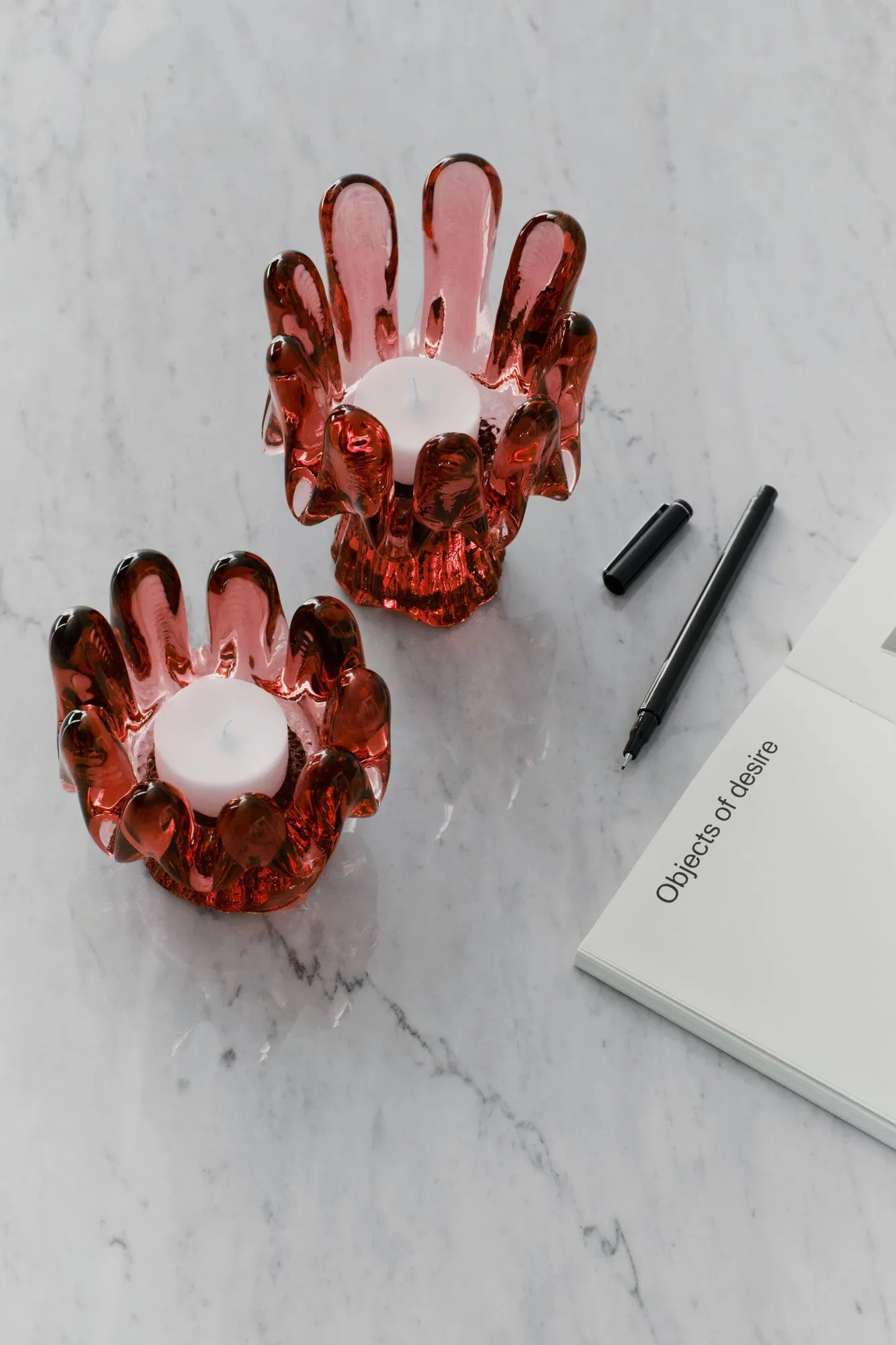 Solros lyslykter 11,5 cm, Rød Kosta Boda