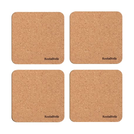 Viva glassunderlag 9,6x9,6 cm 4-pk - Kork - Kosta Boda