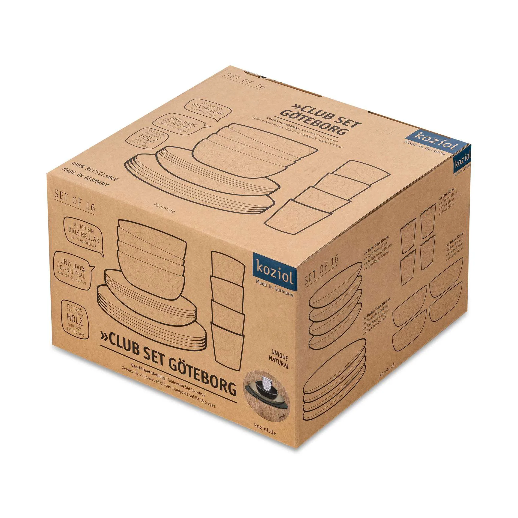 Club Göteborg servis 16 deler biocirk termoplast, Multi Koziol