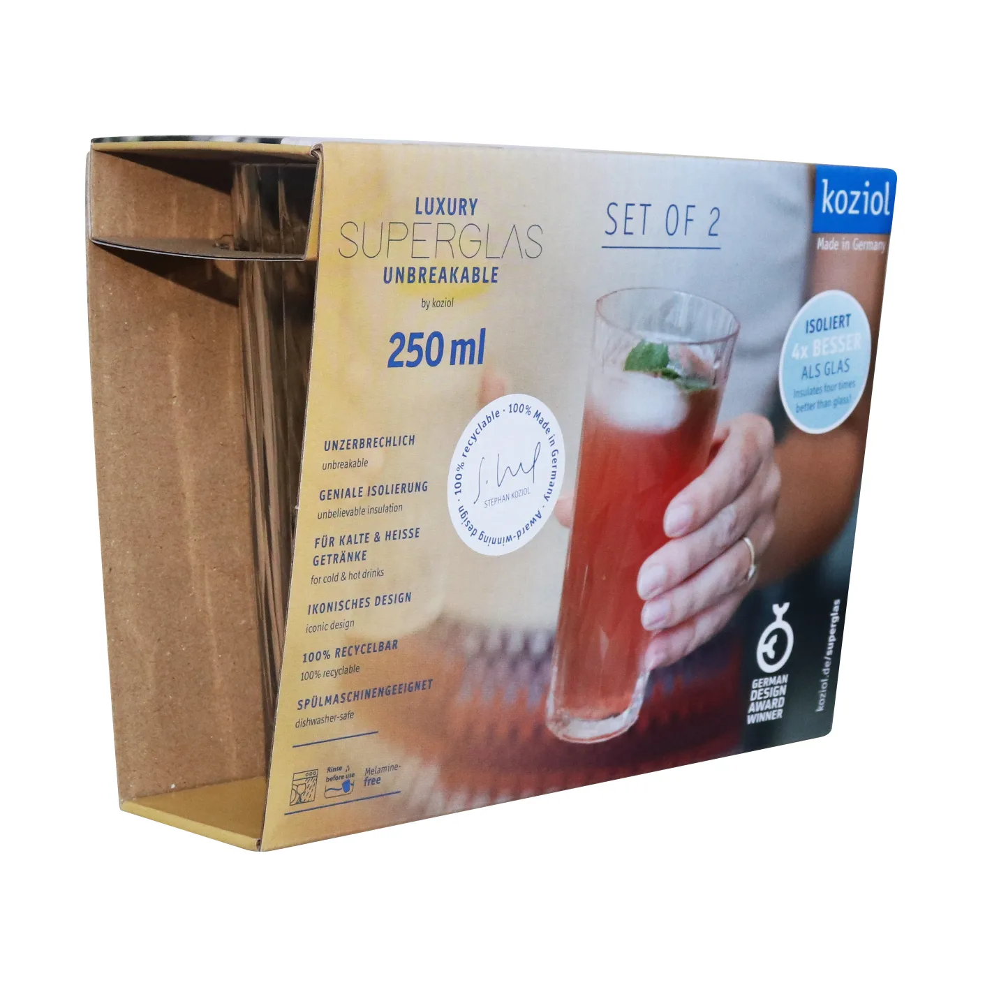 Club No. 19 drikkeglass plast 25 cl 2-pakning, Krystallklar Koziol