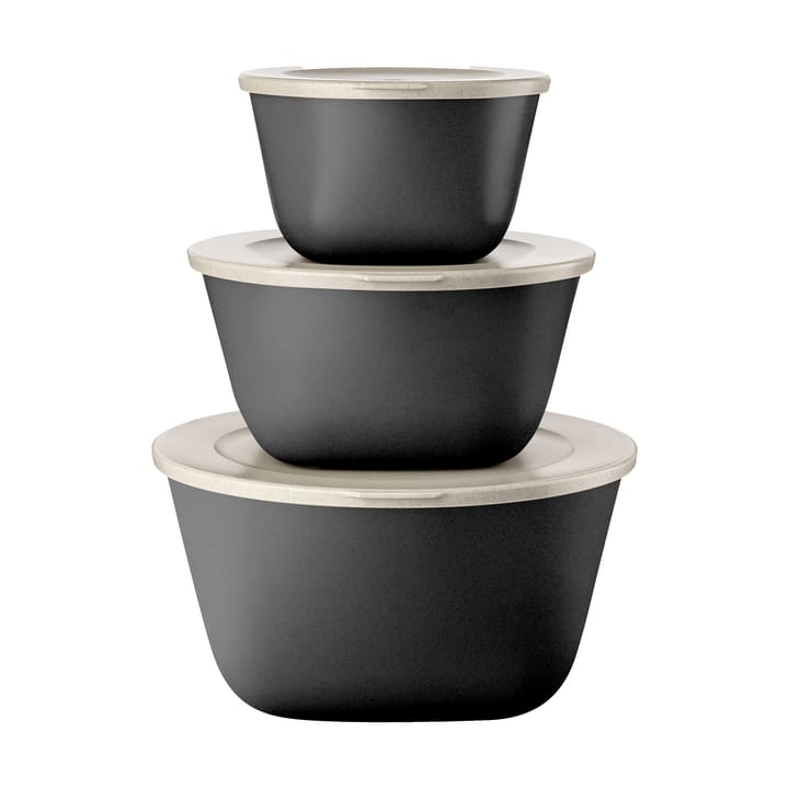 Connect Stockholm bolle+lokk 3 deler biocirk plast - Nature ash grey - Koziol