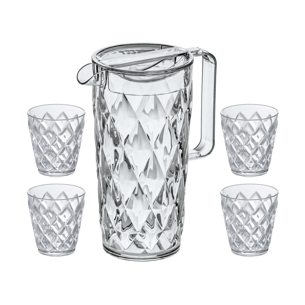 Koziol Krystallkaraffel inkl 4 glass Krystallklar | Skandinavisk Design | Vannkarafler & Vannmugger | Gjennomsiktig
