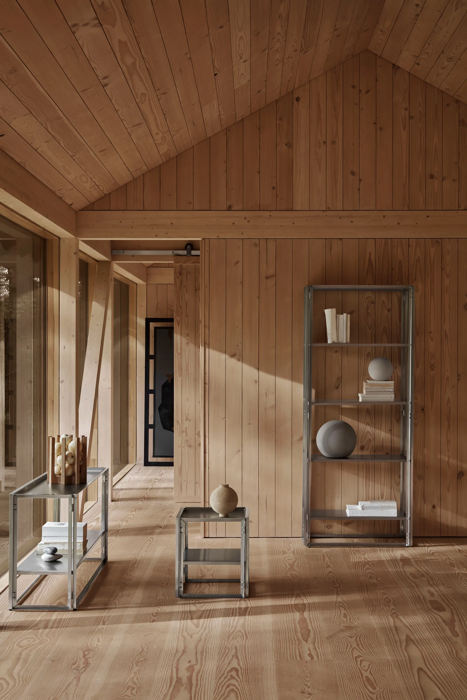 Sammenleggbart sidebord 40x40 cm, Børstet rustfritt stål Kristina Dam Studio