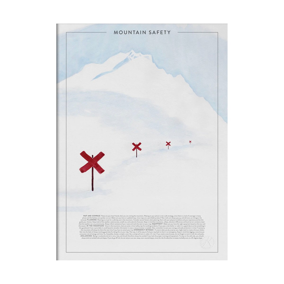 Kunskapstavlan Mountain Safety poster 30x40 cm | Skandinavisk Design | Poster | Hvit