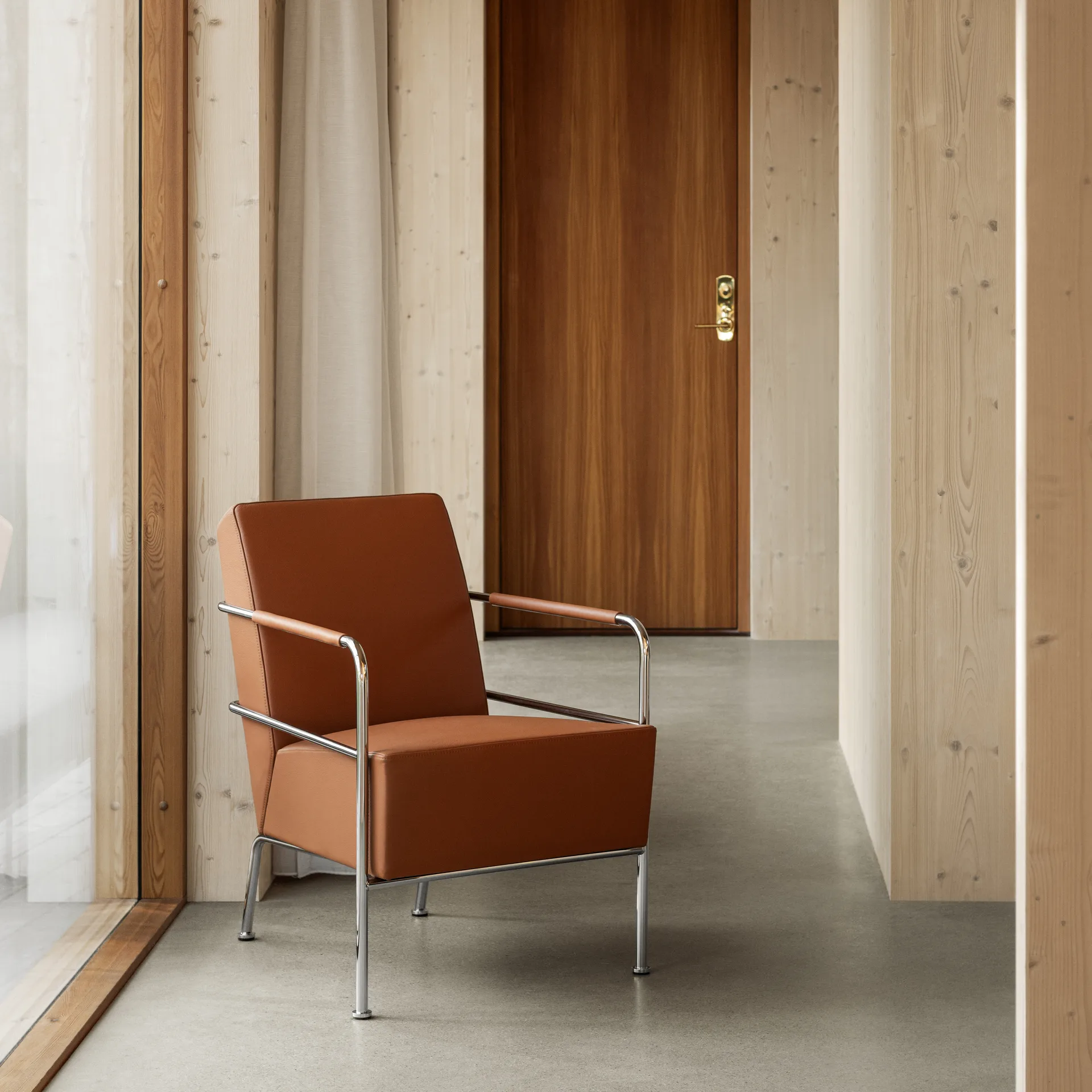 Cinema lenestol, Elmo Nordic lær Cognac-kromstativ Lammhults