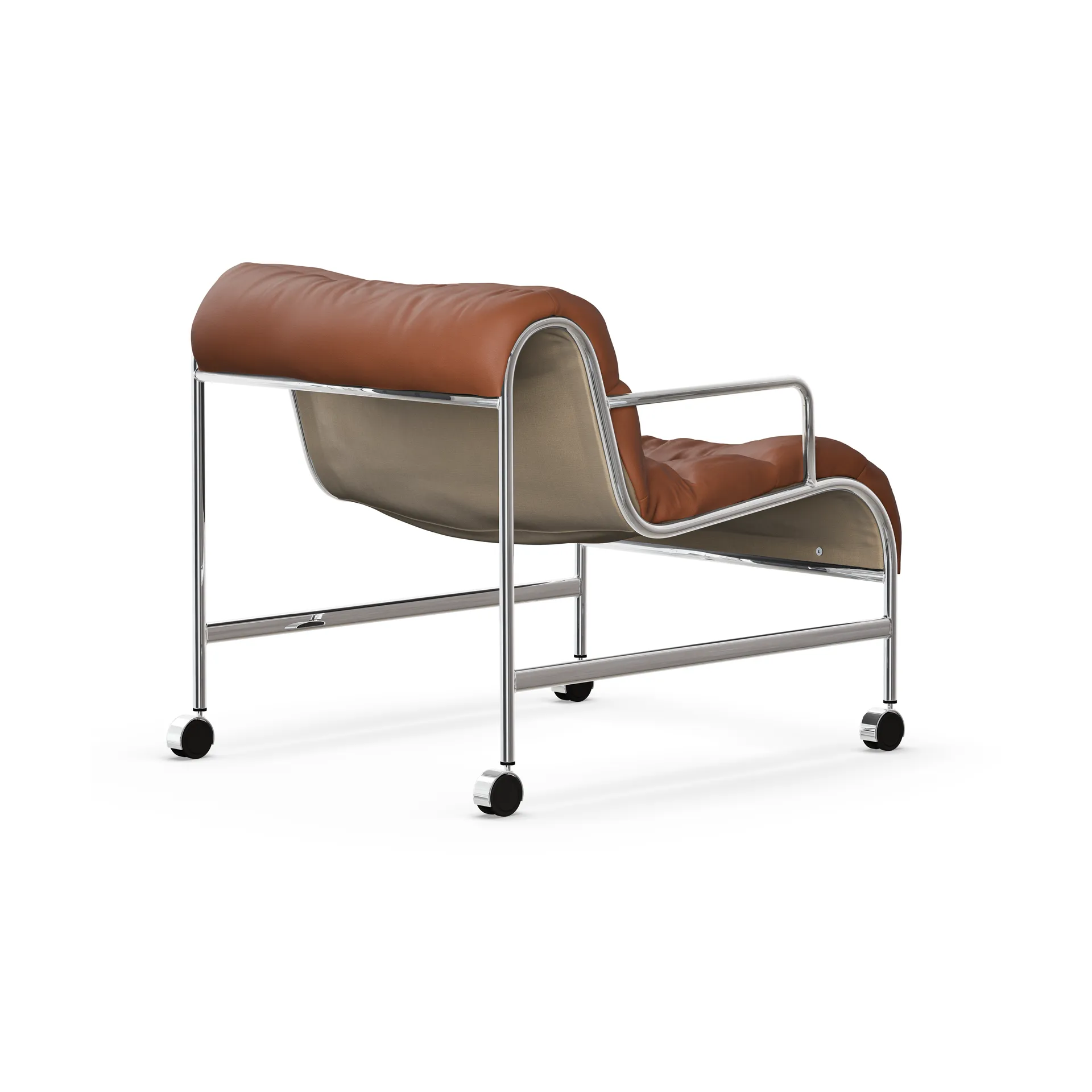 Sunny lenestol med armlener, Lær Cognac-kromstativ m. hjul Lammhults