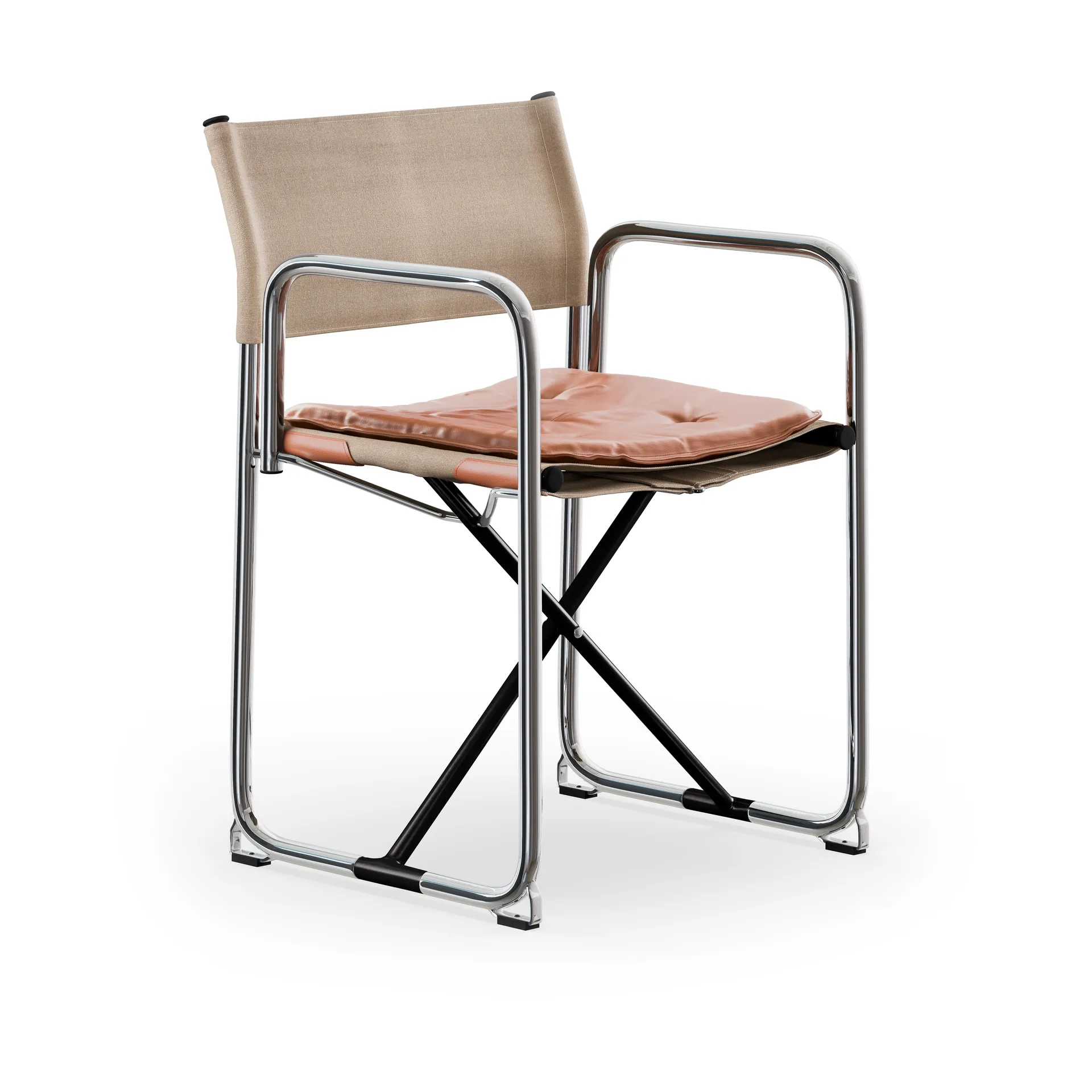 X75-2 armstol, Linvev natur-Elmo Nordic lær Cognac-kromede ben Lammhults