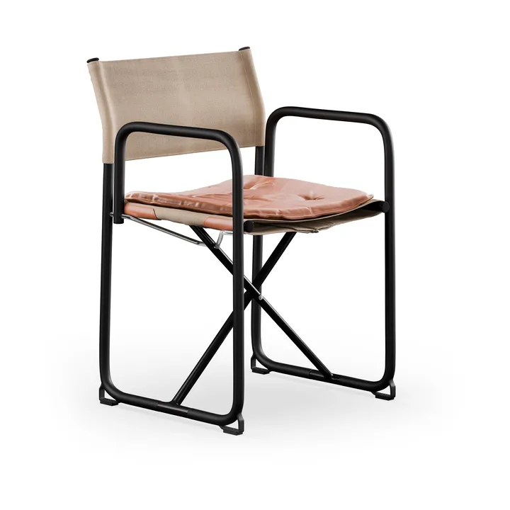 X75-2 armstol - Linvev natur-Elmo Nordic lær Cognac-svarte ben - Lammhults