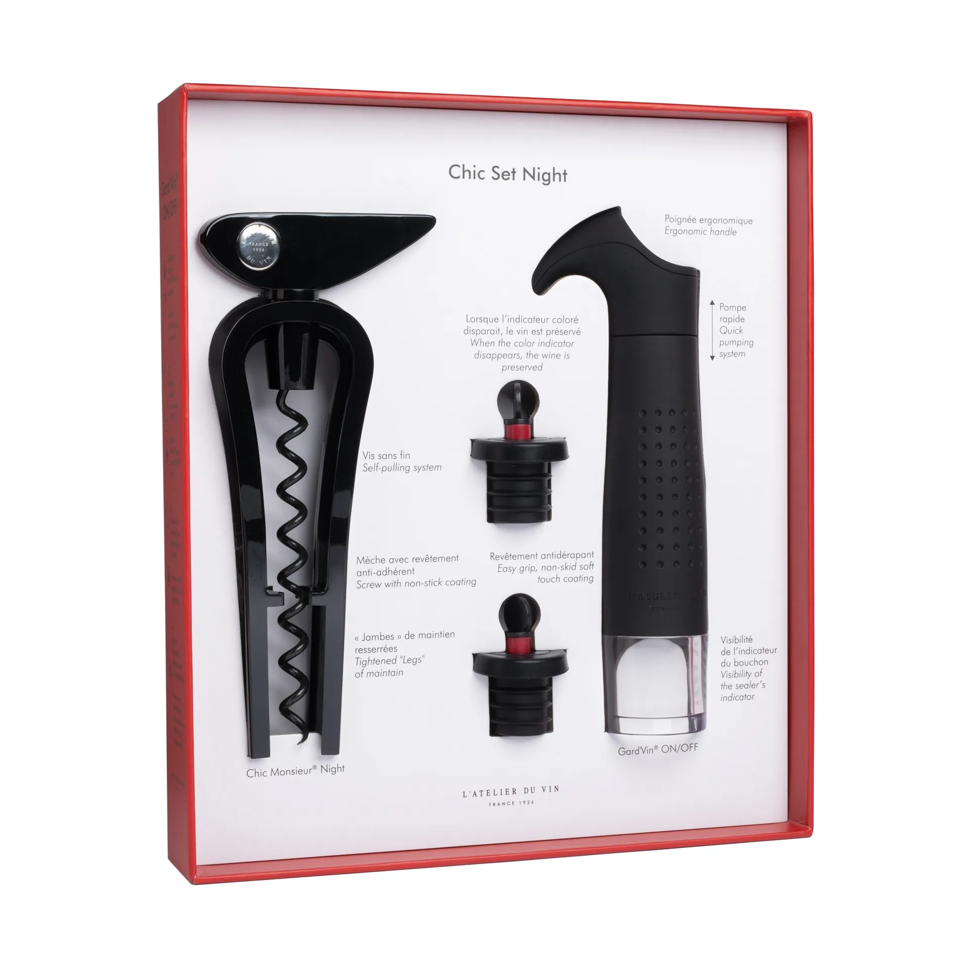 Chic sett natt vintilbehørssett, 4 deler L'Atelier du Vin