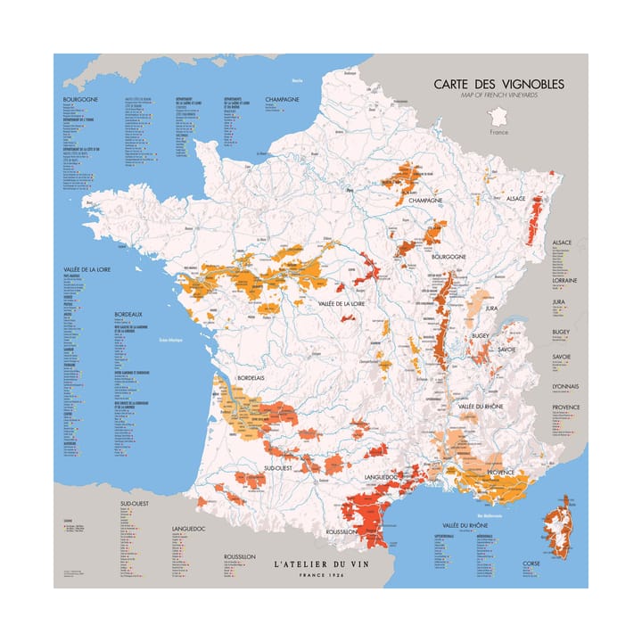 L'Atelier vinkart Frankrike - 57x57 cm - L'Atelier du Vin