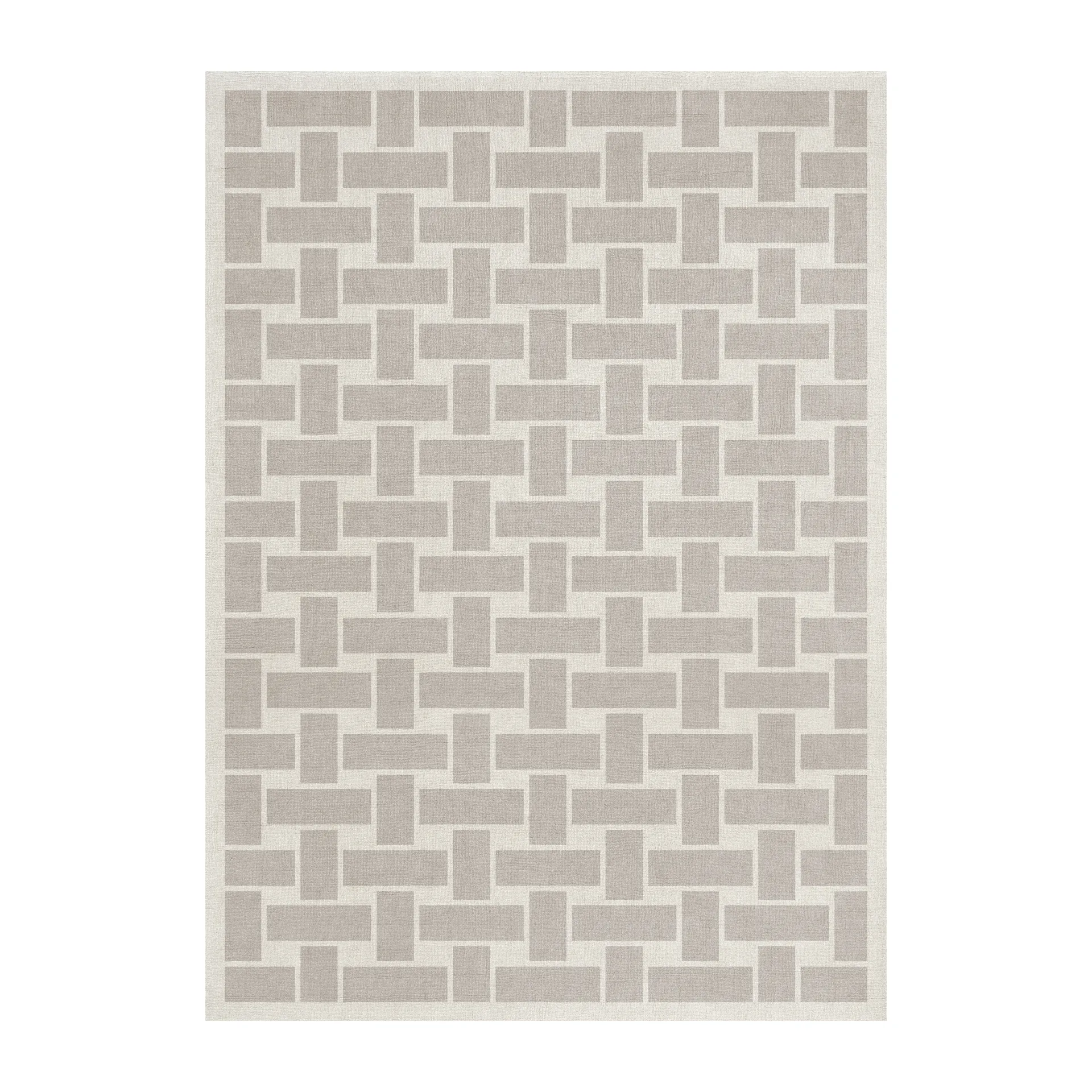 60S Geo Basket Weave ullteppe, Oatmeal, 180 x 270 cm Layered